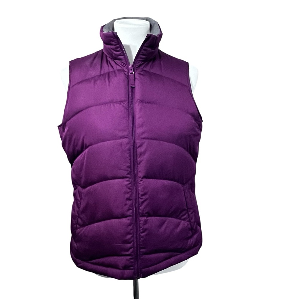 Lands’ End Purple Down Puffer Vest Women’s Small Quilted Zip Lightweight Winter